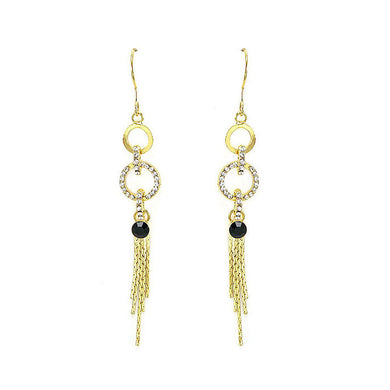 Glistering Circular Earrings with Tassels and Silver Austrian Element Crystals