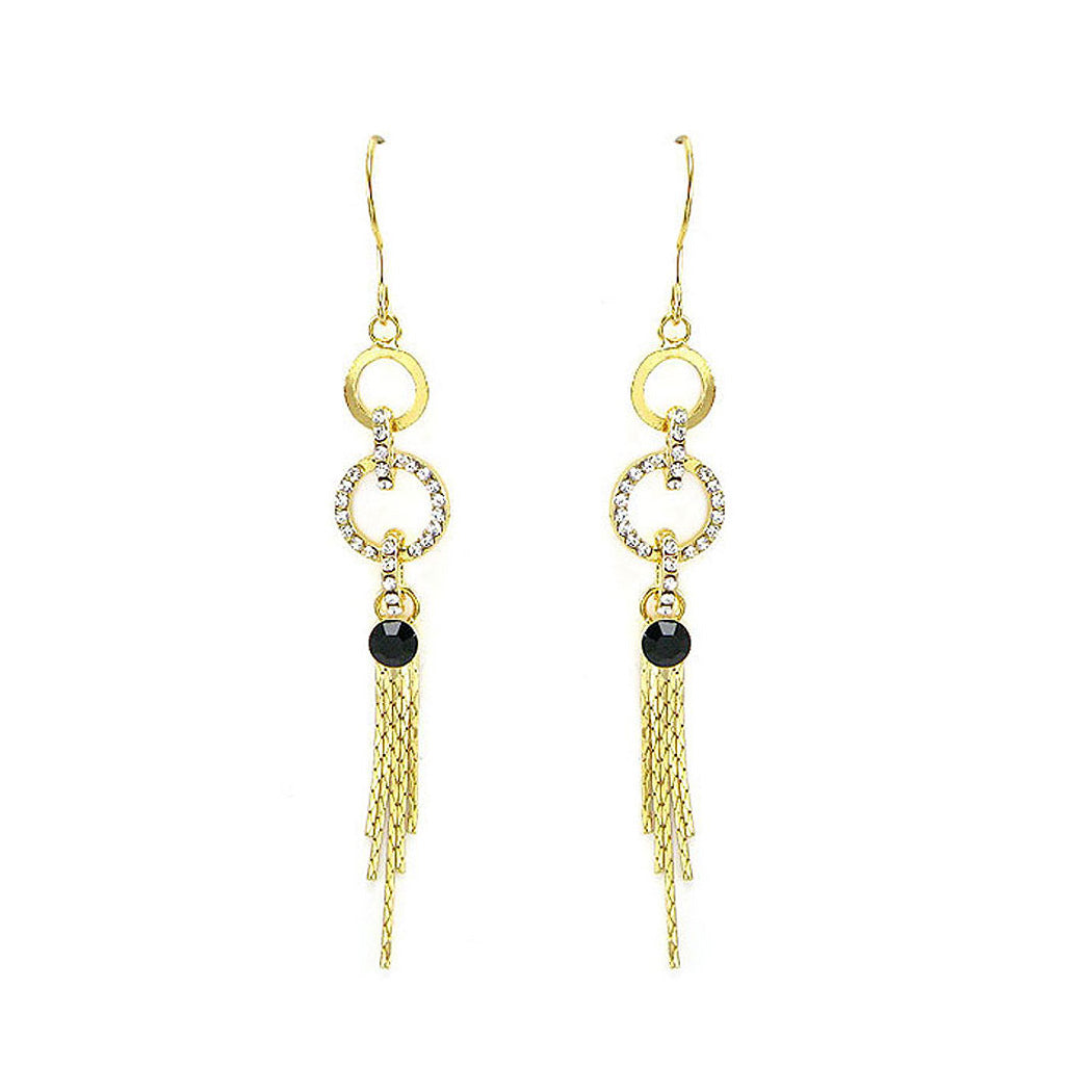 Glistering Circular Earrings with Tassels and Silver Austrian Element Crystals