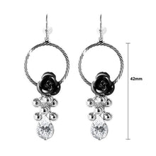 Load image into Gallery viewer, Elegant Black Rose Earrings with Crystals Glass