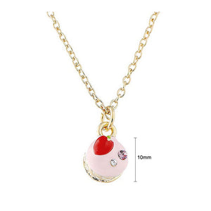 Glistering Strawberry Cake Pendant with Pink and Silver CZ and Necklace