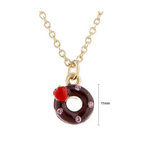 Glistering Chocolate Donut Pendant with Pink CZ and Necklace