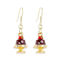 Load image into Gallery viewer, Glistering Chocolate Pudding Earrings with Pink and Silver CZ