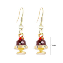 Load image into Gallery viewer, Glistering Chocolate Pudding Earrings with Pink and Silver CZ