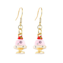 Load image into Gallery viewer, Glistering Strawberry Pudding Earrings with Pink and Silver CZ