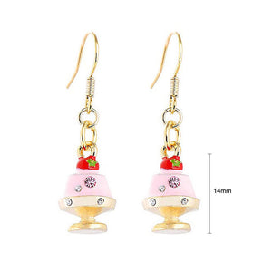 Glistering Strawberry Pudding Earrings with Pink and Silver CZ