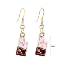 Load image into Gallery viewer, Glistering Chocolate Bar Earrings with Pink and Silver CZ