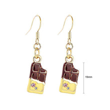Load image into Gallery viewer, Glistering Chocolate Bar Earrings with Pink and Silver CZ