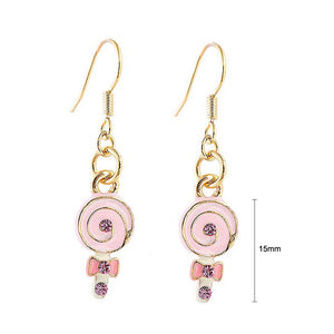 Glistering Pink Lollypop Earrings with Pink CZ