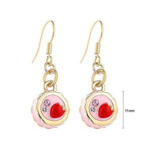 Glistering Strawberry Cake Earrings with Pink and Silver CZ