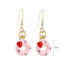Load image into Gallery viewer, Glistering Strawberry Donut Earrings with Pink CZ