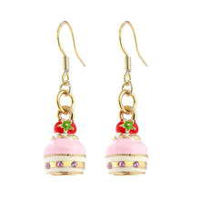 Load image into Gallery viewer, Glistering Strawberry Cake Earrings with Pink CZ