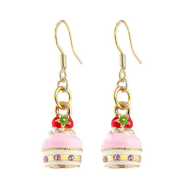 Glistering Strawberry Cake Earrings with Pink CZ