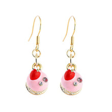 Load image into Gallery viewer, Glistering Strawberry Cake Earrings with Pink and Silver CZ
