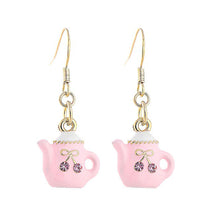Load image into Gallery viewer, GlisteringTea Pot Earrings with Pink CZ