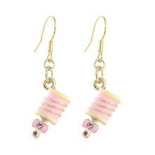 Load image into Gallery viewer, Glistering Baby Handbell Earrings with Pink CZ