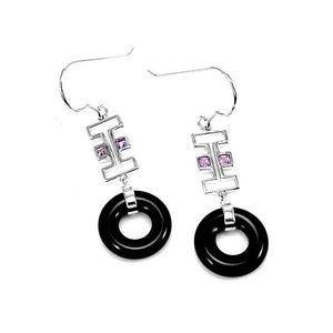 Earrings in Silver 925 with Black Agate and Amethyst