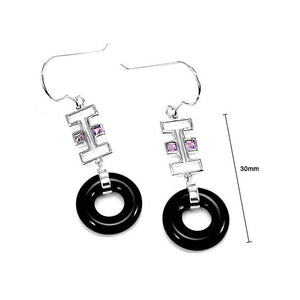 Earrings in Silver 925 with Black Agate and Amethyst