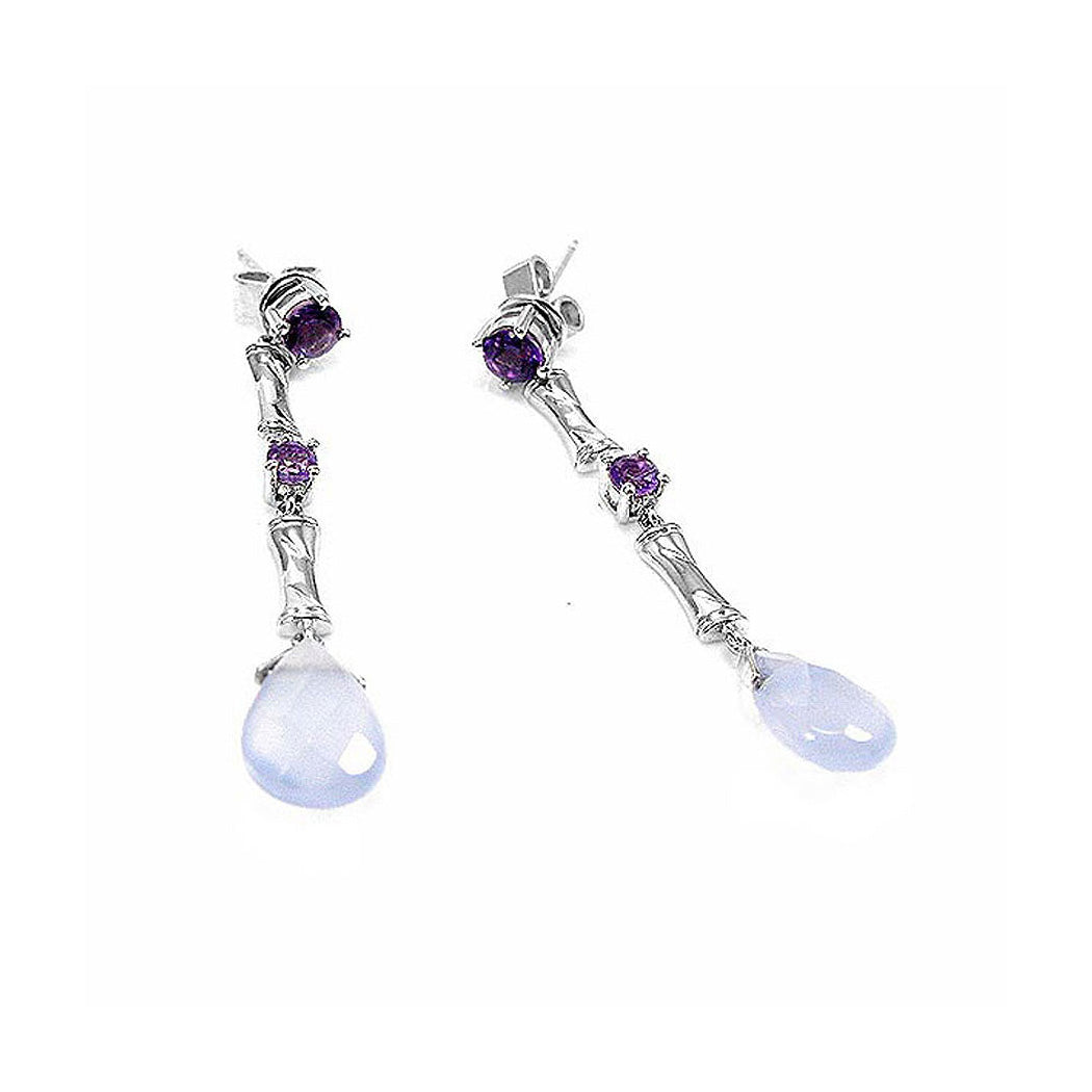Earrings in Silver 925 with Amethyst and Chalcedony