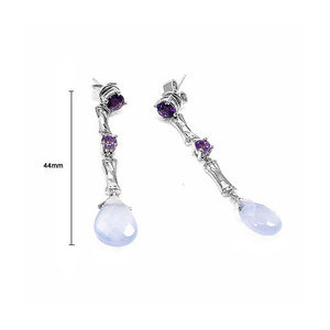 Earrings in Silver 925 with Amethyst and Chalcedony