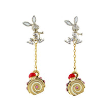 Load image into Gallery viewer, Glistering Rabbit and Roll Cake Earrings with Pink CZ