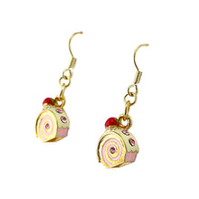 Load image into Gallery viewer, Glistering Roll Cake Earrings with Pink CZ
