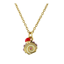 Load image into Gallery viewer, Glistering Roll Cake Pendant with Pink CZ and Necklace