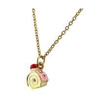Load image into Gallery viewer, Glistering Roll Cake Pendant with Pink CZ and Necklace