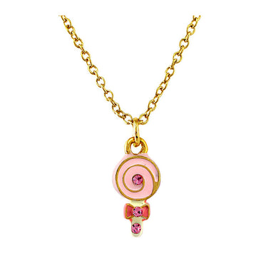 Glistering Pink Lollypop Pendant with Pink CZ and Necklace