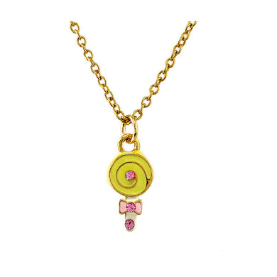 Glistering Yellow Lollypop Pendant with Pink CZ and Necklace