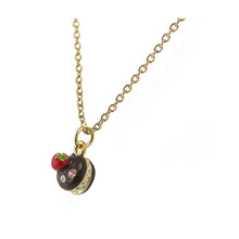 Load image into Gallery viewer, Glistering Chocolate Cake Pendant with Pink and Silver CZ and Necklace