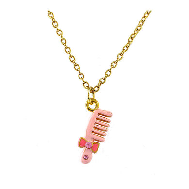 Glistering Comb Pendant with Pink CZ and Necklace