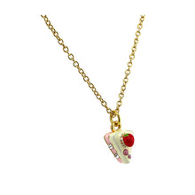 Load image into Gallery viewer, Glistering Strawberry Cake Pendant with Pink and Silver CZ and Necklace