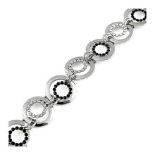 Load image into Gallery viewer, Charming Bracelet with Silver and Black Austrian Element Crystal