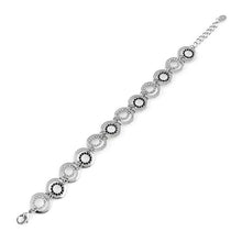 Load image into Gallery viewer, Charming Bracelet with Silver and Black Austrian Element Crystal