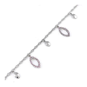 Charming Anklets with Pink Austrian Element Crystal