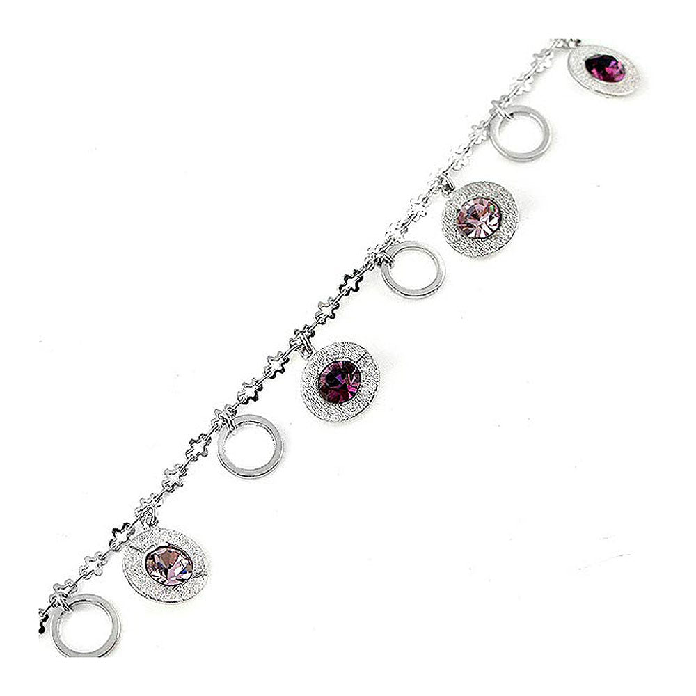 Charming Anklet with Purple Austrian Element Crystal