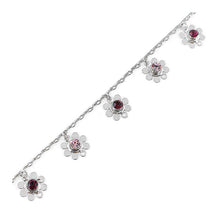 Load image into Gallery viewer, Charming Flower Anklet with Purple Austrian Element Crystal