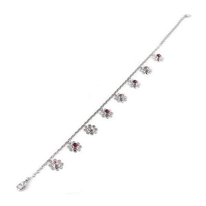 Charming Flower Anklet with Purple Austrian Element Crystal
