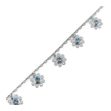 Load image into Gallery viewer, Charming Flower Anklet with Blue Austrian Element Crystal