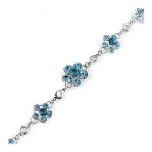 Gracious Flower Bracelet with Blue Austrian Element Crystal