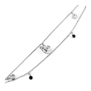 Gracious Anklet with Silver CZ, Black and Silver Austrian Element Crystal