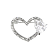 Load image into Gallery viewer, Dazzling Heart Brooch with Silver Austrian Element Crystal and CZ