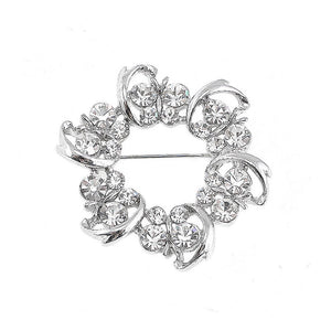 Dazzling Butterfly Garland Brooch with Silver Austrian Element Crystal
