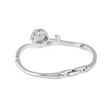 Load image into Gallery viewer, Enchanting Flower Bangle with Silver Austrian Element Crystal and CZ