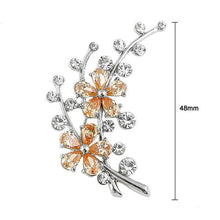 Load image into Gallery viewer, Dazzling Flower Brooch with Silver Austrian Element Crystal and Orange CZ