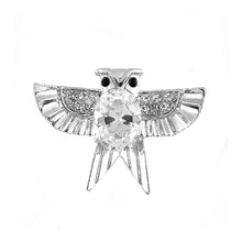 Load image into Gallery viewer, Dazzling Owl Brooch with Silver Austrian Element Crystal and CZ