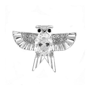 Dazzling Owl Brooch with Silver Austrian Element Crystal and CZ