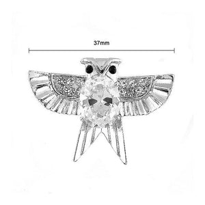 Dazzling Owl Brooch with Silver Austrian Element Crystal and CZ