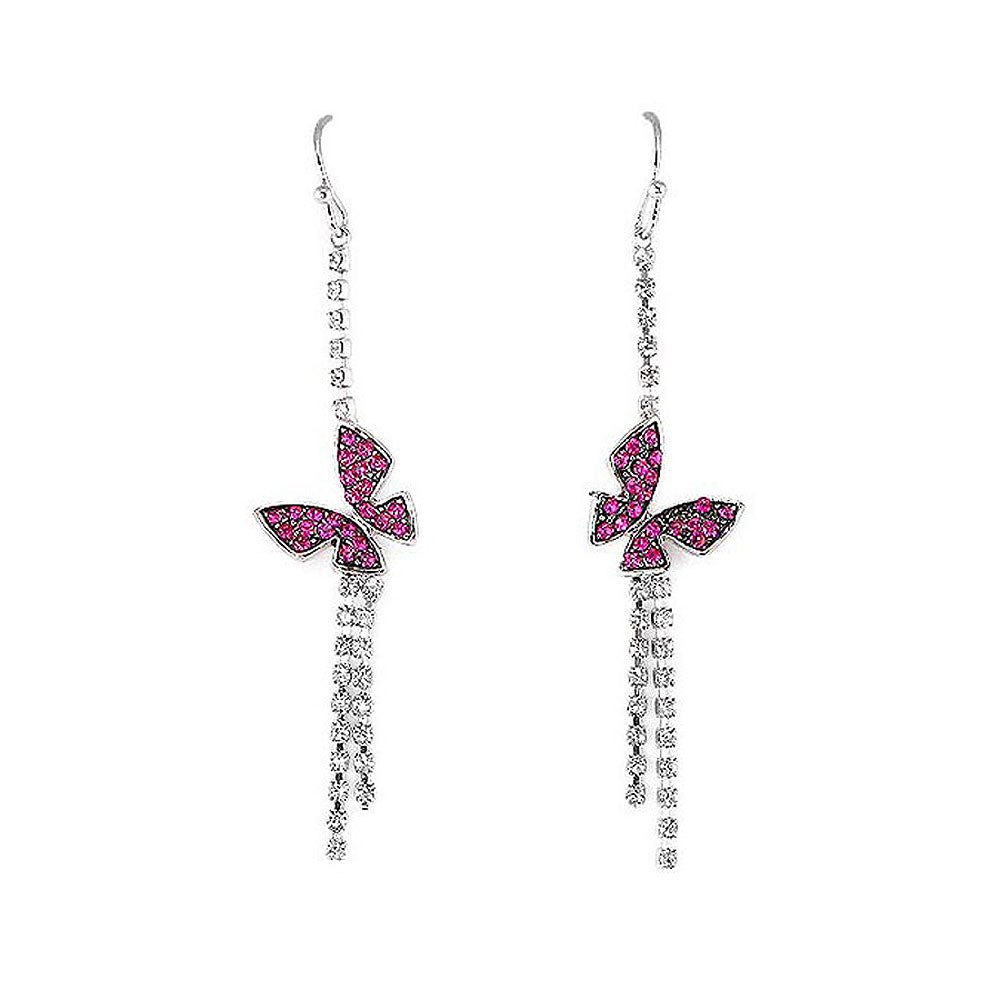Dazzling Butterfly Earrings with Silver and Purple Austrian Element Crystals