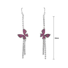 Load image into Gallery viewer, Dazzling Butterfly Earrings with Silver and Purple Austrian Element Crystals